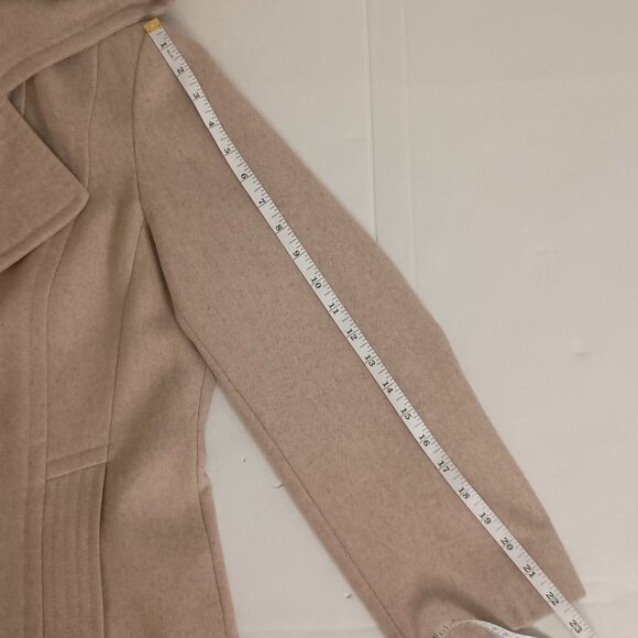 Anne Klein Classic Tan Wool Blend Double Breasted Hooded Coat Women’s L Large - Picture 13 of 16